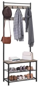 Metalowa ścianka do przedpokoju INDUSTRY 175 cm, czarna/szaro-brązowa