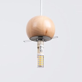 Lampa wisząca PEKKA 3P biała/naturalne drewno SOLLUX  LIGHTING