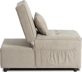 Fotel Wypoczynkowy Rozkładany IBERIS 67 cm Beżowy Tapicerowany Nowoczesny