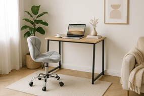 Zestaw do biura – składany stół ZARIMO 80×40 cm dąb sonoma + krzesło biurowe AVOLA VELVET jasnoszare