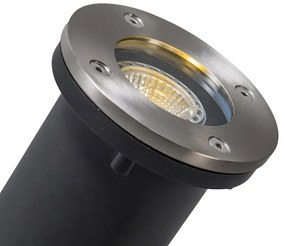 Zewnetrzna Zestaw 6 Nowoczesnych lamp naziemnych ze stali nierdzewnej - Basic Round Nowoczesny Oswietlenie zewnetrzne