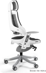 Fotel ergonomiczny Wau, zgodny z normą BHP, biały / tkanina BL418