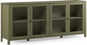 Zielona witryna z litego drewna sosnowego 186x80x40 cm Alessandra – Marckeric