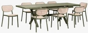 Zestaw Stołu Prostokątnego 180-240x90 Cm Rozkładanego Z Aluminium Karena Oraz 8 Sztaplowanych Krzeseł Ogrodowych - Sklum