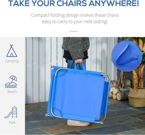 Outsunny Leżak Plażowy Niebieski z Regulowanym Oparciem Składany Idealny na Balkon i Taras do 120 kg | Aosom PL