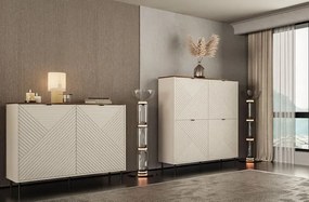 Czterodrzwiowa komoda na nóżkach kaszmir + dąb castello - Milox 8X