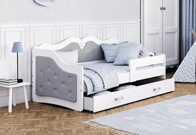 Łóżko tapicerowane Corsi z szufladą 160x80 / 180x80 – białe, szare, pudrowy róż
