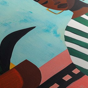 Obraz - Kobieta z kwiatem (z zegarem) (90x30 cm)