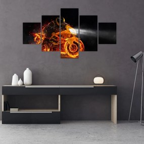 Obraz - Motocyklista z płomieniami (125x70 cm)