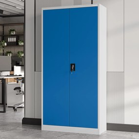 Biurowa szafa metalowa na akta JAN, 900 x 1850 x 400 mm, szaro-niebieska