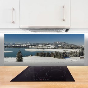 Szkło do Kuchni na Ścianę Zimowa Kraina nad Jeziorem