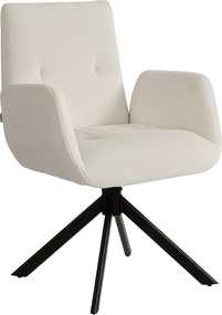 HOMCOM Fotel tapicerowany, fotel akcentowy, nowoczesny design, obrotowy, do 120 kg, kremowo-biały
