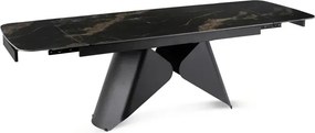 Stół Rozkładany Prostokątny VERONA 160-240 cm Ceramiczny Czarny Marmur/Czarny Loft