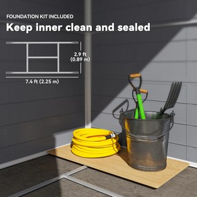 Outsunny Szopa na narzędzia, domek ogrodowy z oknem wentylacyjnym, plastik, metal, 240 x 190 x 228, szary