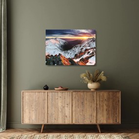 Obraz na szkle - Zimowa panorama górska (70x50 cm)