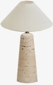 Lampa Stołowa Z Trawertynu Davise Trawertyn & Biały Matowy Ø35 Cm - ↑15 Cm Graciela - Sklum