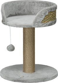 PawHut Drapak dla Kota z Łóżkiem i Koszykiem, w zestawie Zabawka, 40 cm x 40 cm x 49 cm, Szary