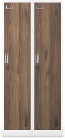 Szafa socjalna czterokomorowa Eco Design Kacper 80x50x180 cm, biały/orzech