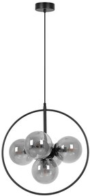 Czarno-grafitowa szklana lampa wisząca w metalowym okręgu - 6X A690 B8-S35
