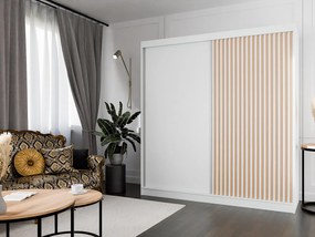 Szafa przesuwna ARTON 200 cm biała z lamelami – nowoczesny design i funkcjonalność