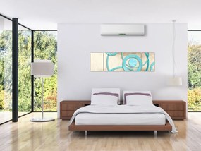 Obraz - Niebieskie koła na akwareli (170x50 cm)