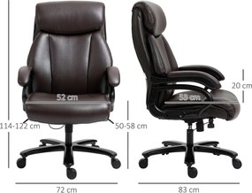 Vinsetto Fotel biurowy obrotowy z regulacją wysokości funkcja przechylania skóra PU brązowy | Aosom PL