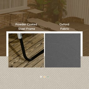 Outsunny Zestaw 2 składanych leżaków ogrodowych z 5-stopniową regulacją oparcia i daszkiem przeciwsłonecznym, w kolorze ciemnoszarym | Aosom PL