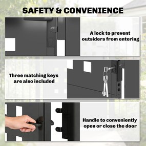 Outsunny Furtka ogrodowa z ocynkowanej stali, metalowa furtka z uchwytem, zamkiem i 3 kluczami, zamykana bramka 105x130 cm, ciemnoszara | Aosom PL