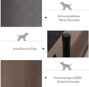 PawHut Legowisko dla psa na zewnątrz Stalowa konstrukcja 600D Oxford Tkanina Brązowe 76x61x18cm | Aosom PL