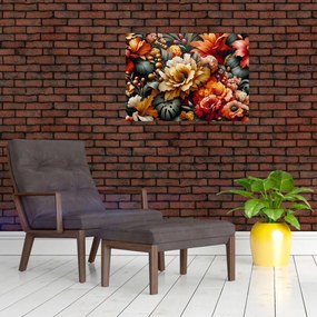 Obraz na szkle - Pomarańczowo-czerwone kwiaty (70x50 cm)