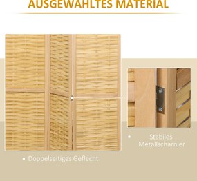 HOMCOM Parawan składany bambusowy 3 częściowy 120x170x18 cm naturalny do wnętrz | Aosom PL