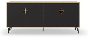 Czarna niska komoda w dekorze dębu 185x79 cm Nola – Marckeric