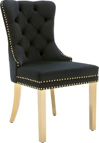 Zestaw 6 krzeseł welurowych z metalowymi nogami - Czarny