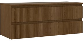 Mexen Rivel szafka łazienkowa podumywalkowa 120 cm z blatem, 2 szuflady, ryflowana , orzech - 91A20-12047-2-BFFC86