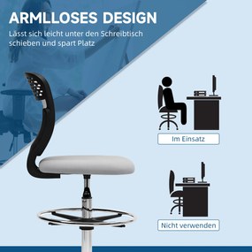 Vinsetto Fotel biurowy, krzesło robocze, fotel do biurka, regulacja wysokości, tapicerowany, jasnoszary | Aosom PL
