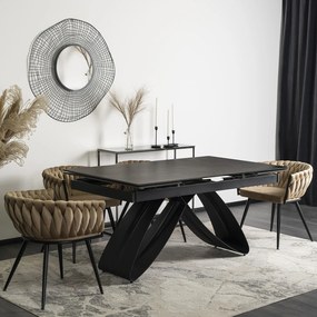 Stół Rozkładany Prostokątny LUIGI 160-240 cm Ceramiczny Czarny Marmur do Jadalni Nowoczesny Loft