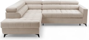 Narożnik Nardo L z funkcją spania lewostronny - beżowy plusz Pretty 03