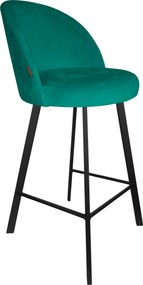 Hoker TRIX krzesło barowe tkanina Welur podstawa metalowa : Kolor nogi - Czarna profil, Kolor tkaniny - VELVET - MG20, Typ siedziska - Siedzisko stałe