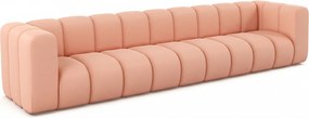 Sofa pięcioosobowa, kanapa Grand, tkanina welurowa Salvador, Różowy