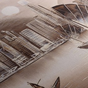 Obraz - Victoria Harbor, Hongkong, efekt sepii (125x70 cm)