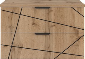 Szafka pod umywalkę nablatową Wood 01, dąb wotan, 80 cm - zestaw 1