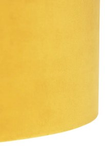 Lampa wisząca czarna z abażurem welurowym ochrowym ze złotym 35 cm - BlitzWiejski/ Rustykalny / Vintage Oswietlenie wewnetrzne
