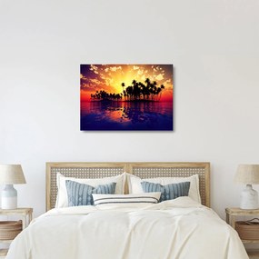 Obraz na szkle wyspy o zachodzie słońca (70x50 cm)