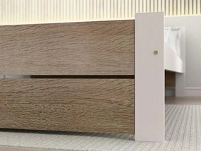 Łóżko IKAROS DOUBLE 80 x 200 cm, białe/dąb sonoma Stelaż: Ze stelażem listwowym rolowanym, Materac: Materac Coco Maxi 20 cm