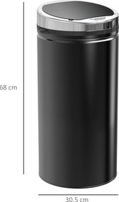 HOMCOM 42L Kosz na śmieci z czujnikiem, Automatyczny Kosz na Odpadki, Nierdzewny Kosz do Kuchni z Sensorem Podczerwieni, dla Kuchni, Jadalni