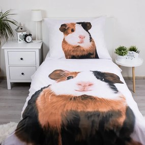 Biała bawełniana pościel dziecięca jednoosobowa 140x200 cm Guinea Pig – Jerry Fabrics