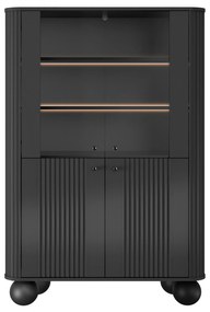 Witryna Vesper do salonu - czarny / czarne uchwyty / nogi kule