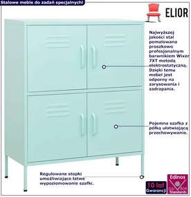 Miętowa stalowa szafka zamykana do garażu P3-A92