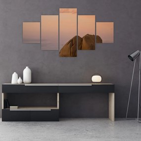 Obraz zachodu słońca w skałach (125x70 cm)
