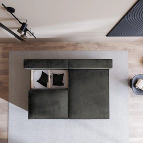 Masseno Narożnik FIORO z funkcją spania i pojemnikiem na pościel Narozniki L, Rozkładana sofa - Czarny, MONOLITH 95